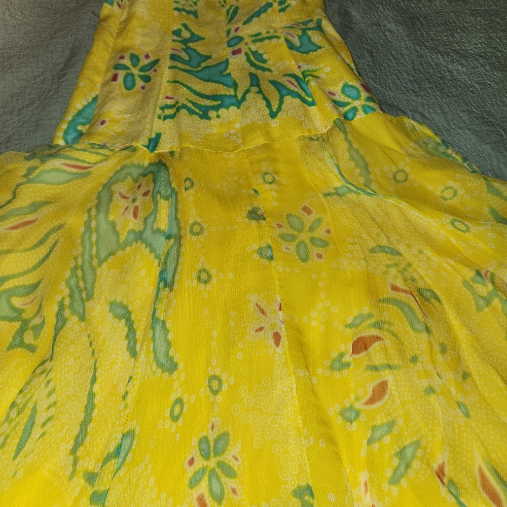 Ralph lauren black label silk linen chiffon 1950s Style Dress S  M garden party - Picture 9 of 11